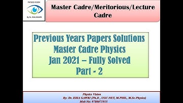 Master Cadre Jan 2021 Physics Solution - Part 2 (Q- 21 to 35)
