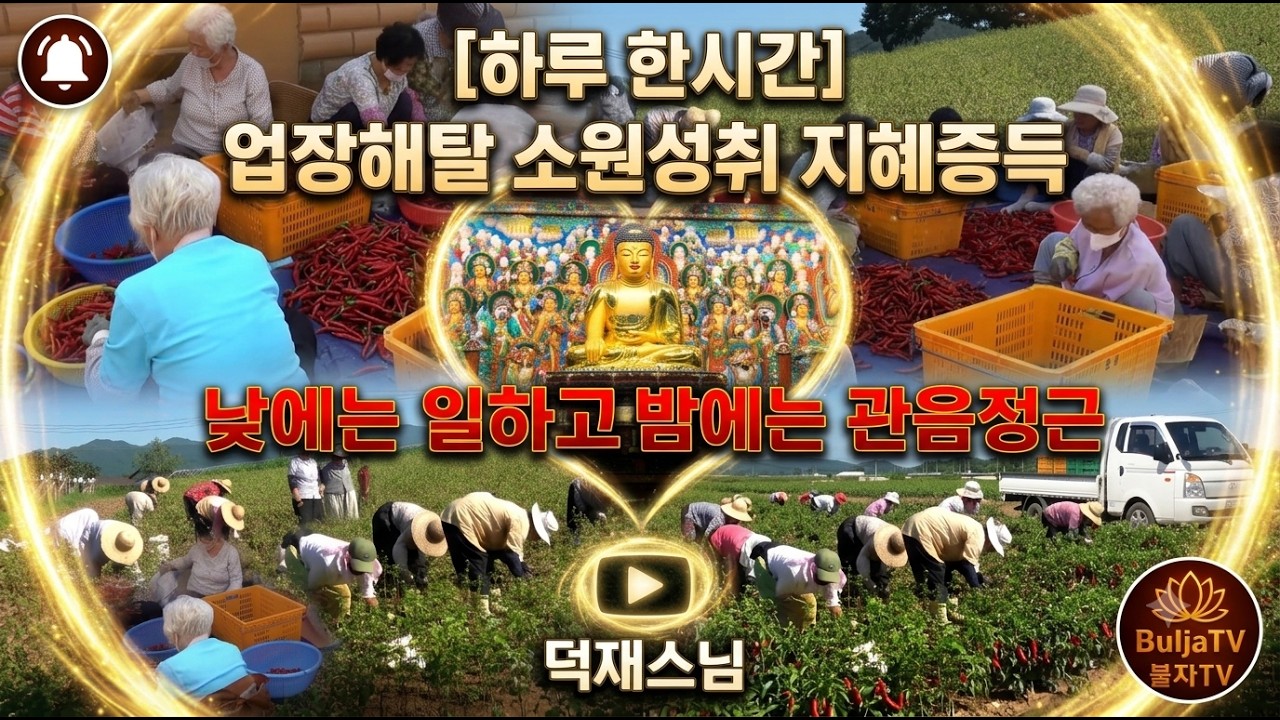 [하루 한시간] 업장해탈 소원성취 지혜증득 / 낮에는 일하고 밤에는 관음정근 / 덕재스님 [4K영상] - YouTube