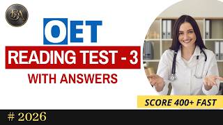 OET Reading Test - 3 (2026) | with Answers | Boone Academy #oet #oetexam #oetnursing #oetreading