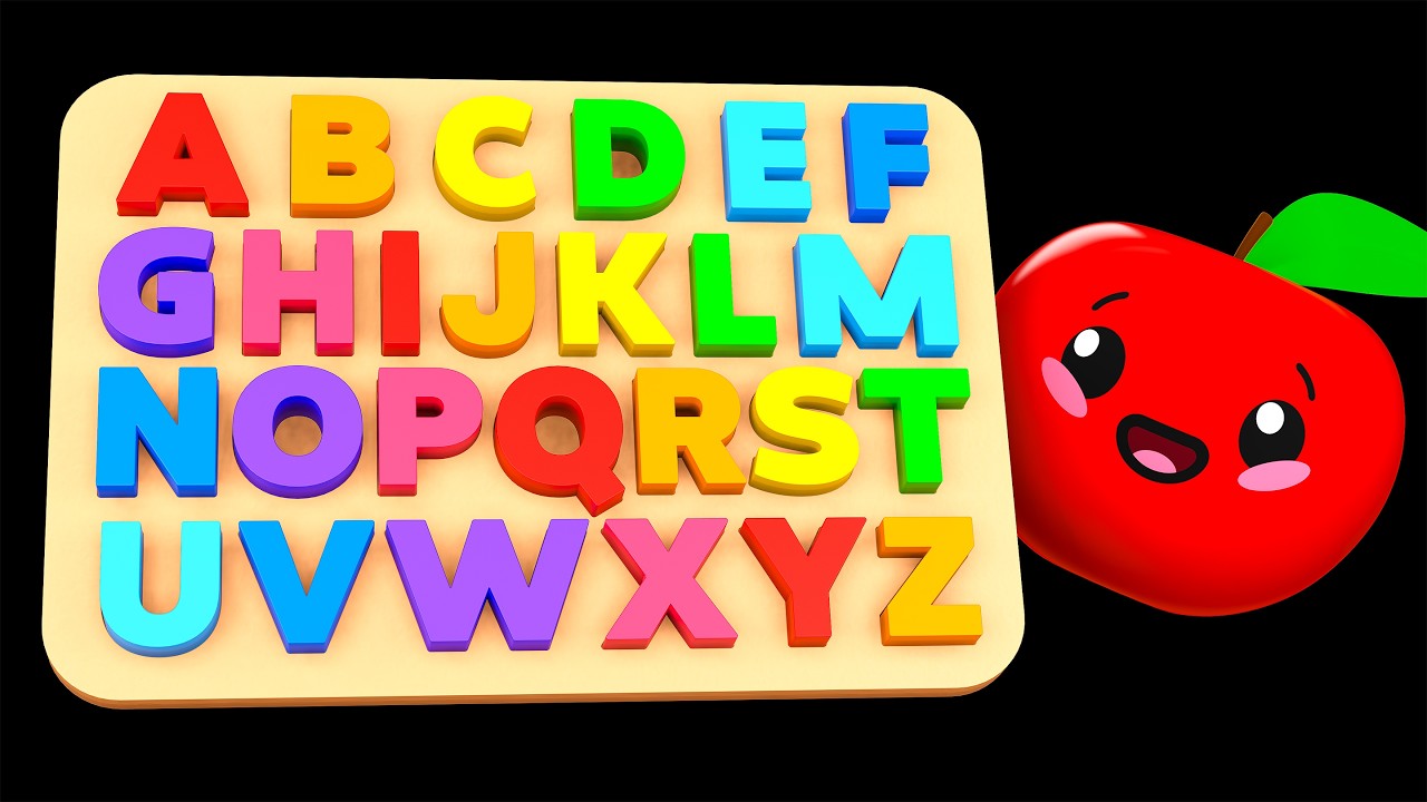 ABC Song 🧩 🍎 Alphabet ABC Puzzle |  Dancing Fruit Baby Sensory Video Visual Stimulation Animation