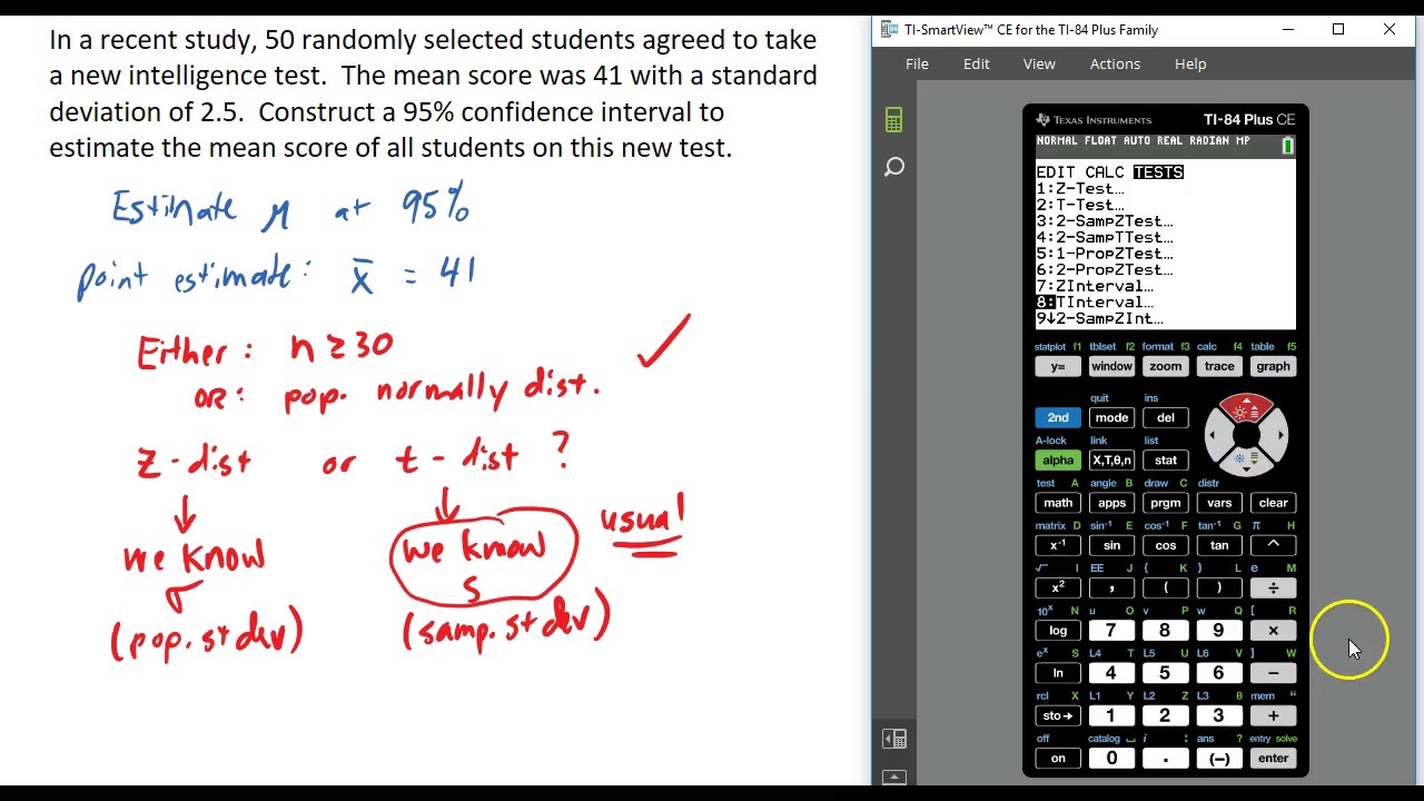 Confidence interval for one mean - YouTube