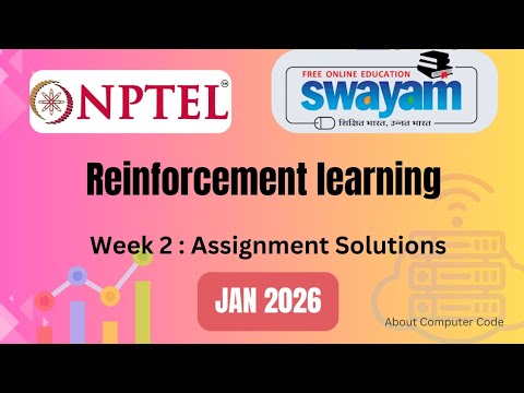 Reinforcement learning week 2 Assignment solution(Jan 2026)#swayam2026 #nptel2026#swayamsolver#nptel