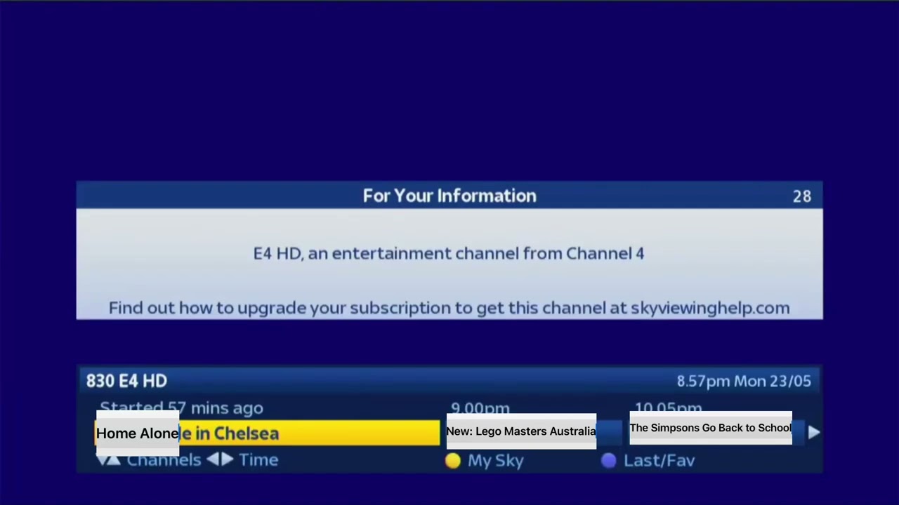 830 E4 HD - Watch with Subscription with Sky+HD (Sunday 31 August 2025)