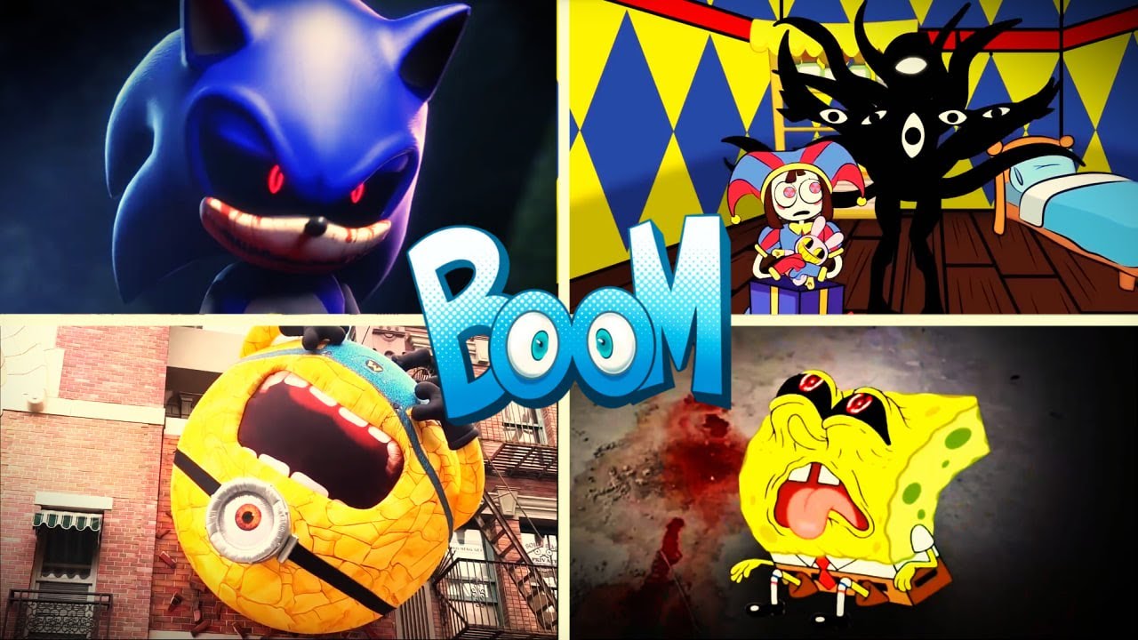 Sonic EXE🆚Pomni EXE 🆚Mega Minions🆚 SpongeBob EXE    TILES HOP EDM RUSH!