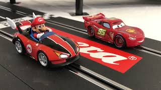 Thomas & Percy Dream of Race Cars | Neon Lightning McQueen | Mario Kart by Carrera Slot Cars screenshot 5