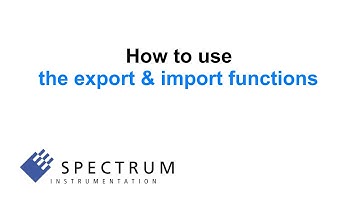 SBench 11 - How to use the export & import functions