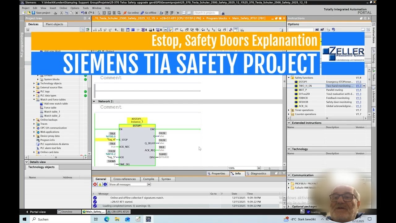 Интегрированный функциональный блок безопасности Siemens TIA Portal: аварийная остановка и защитн...