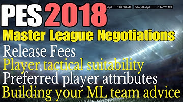 PES 2018 - Master League Negotiations - Tactical Suitability, Release Fees, Buidling your ML Team