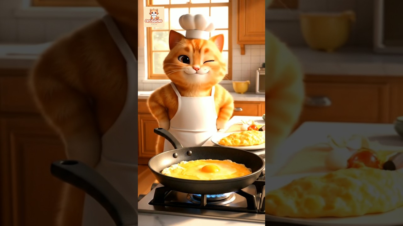 Cute Orange Cat Makes Breakfast Super Fast🐱🍳🍊