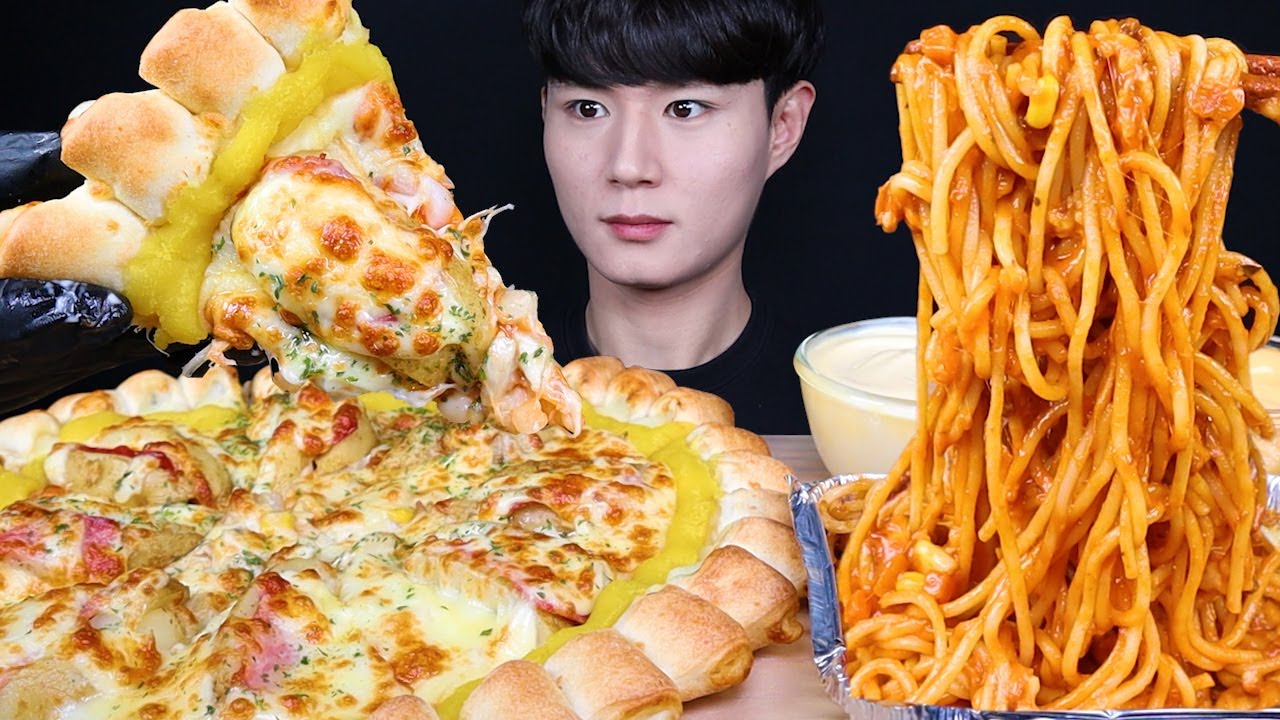 피자스쿨 포테이토피자 스파게티 피자 먹방ASMR MUKBANG POTATO CHEESY PIZZA & SPAGHETTI ポテトピザ スパゲッティ eating sounds