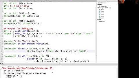 Peter Stuckey - MiniZinc for high-level solver-independent modelling: Solution Task 2: Hidato