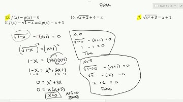 Solving Radical Equations (Worksheet 6.6)