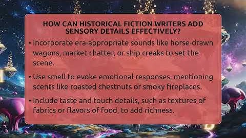 How Can Historical Fiction Writers Add Sensory Details Effectively? - The Prose Path