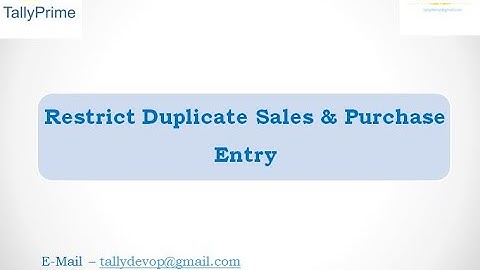 Restrict Duplicate Entry of Sales and Purchase || Restrict Duplicate Entry on Tally