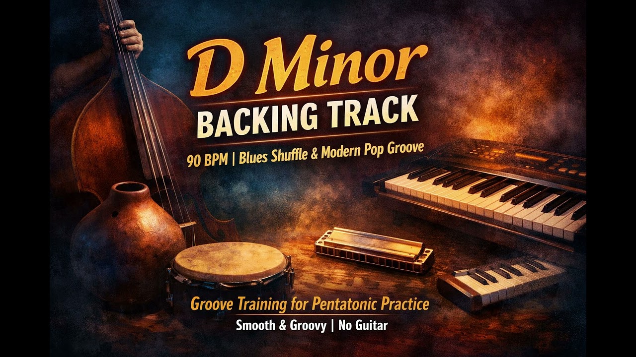 D Minor Backing Track | 90 BPM | Blues Shuffle & Modern Pop Groove | Groove Training