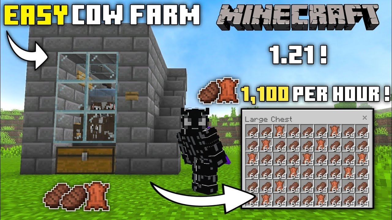 BEST LEATHER FARM IN MINECRAFT BEDROCK 1.21 || Easy leather farm ...