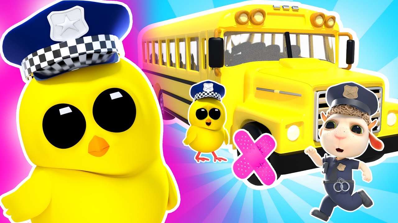 Wheels On The Bus 🚓 🚑 🚒 Play Safe! Ambulance Police Rescue Team: Cross the Street Song! Kids Cartoon