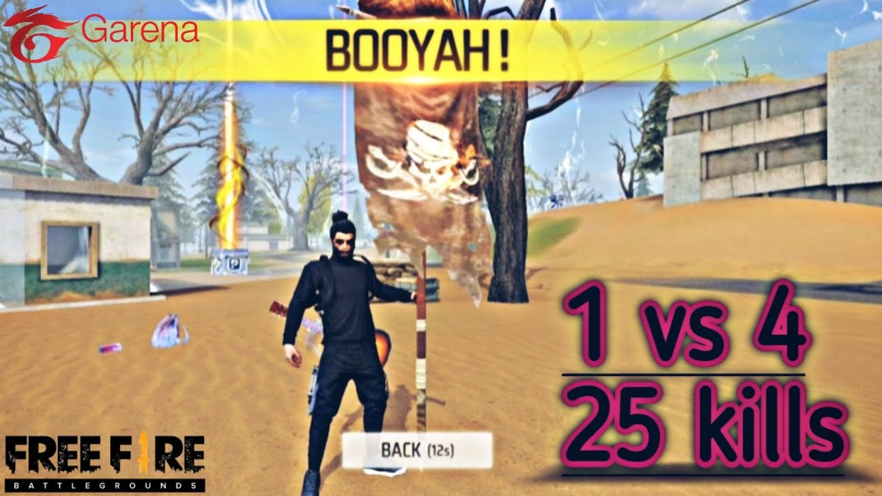 I am back after 5 months 1 vs 4 gameplay 25 kills + booyah rush ...