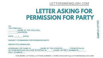 Permission Letter to The Principal for Freshers Party - Application Letter For Permission