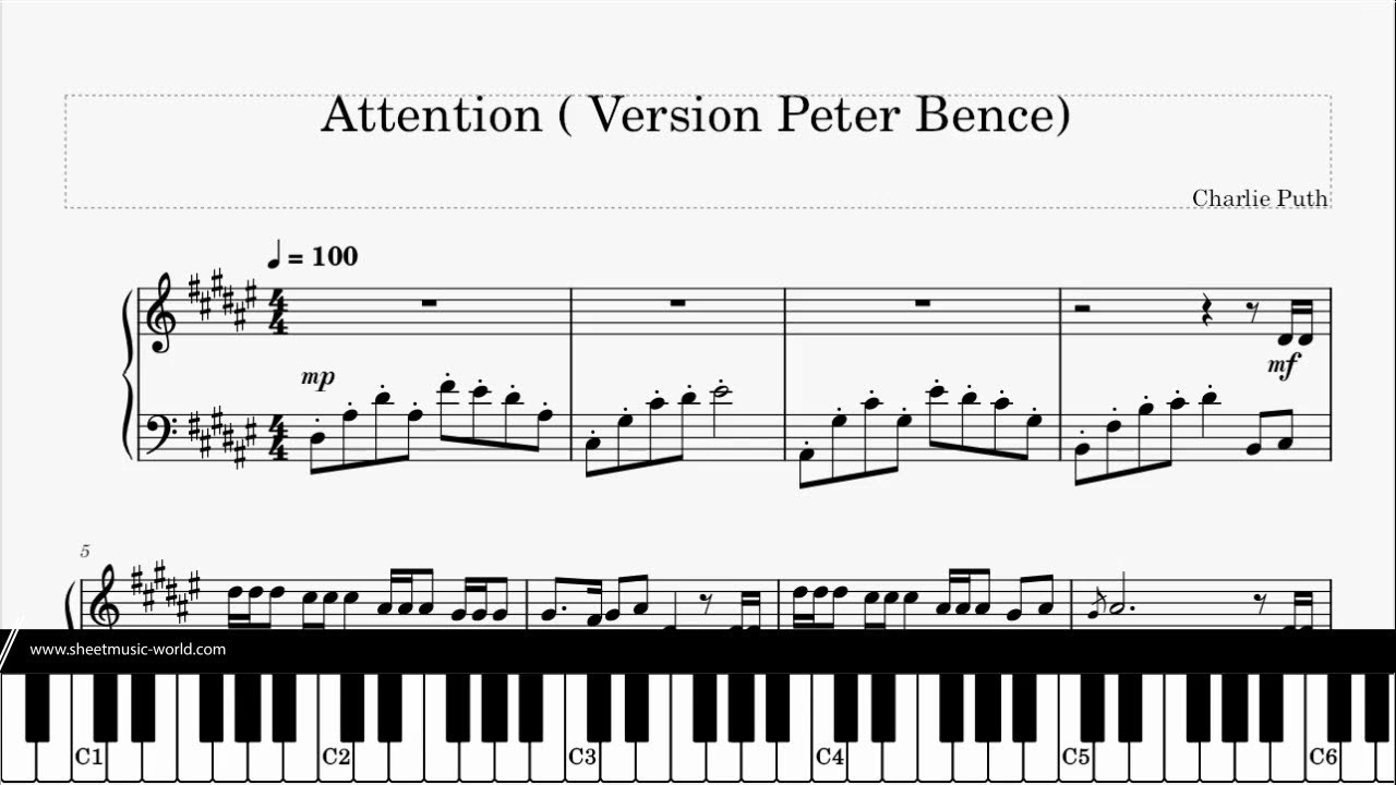 Attention Чарли пут на пианино. Charlie Puth attention Piano. Africa Peter bence Ноты. Rag'n'Bone Piano Sheets. Attention puth перевод