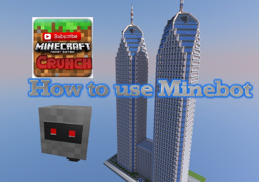 Minecraft Building Bot ️Minebot Guide ️-How to Build a Skyscraper in seconds! ️Minecraft PE ️ ...