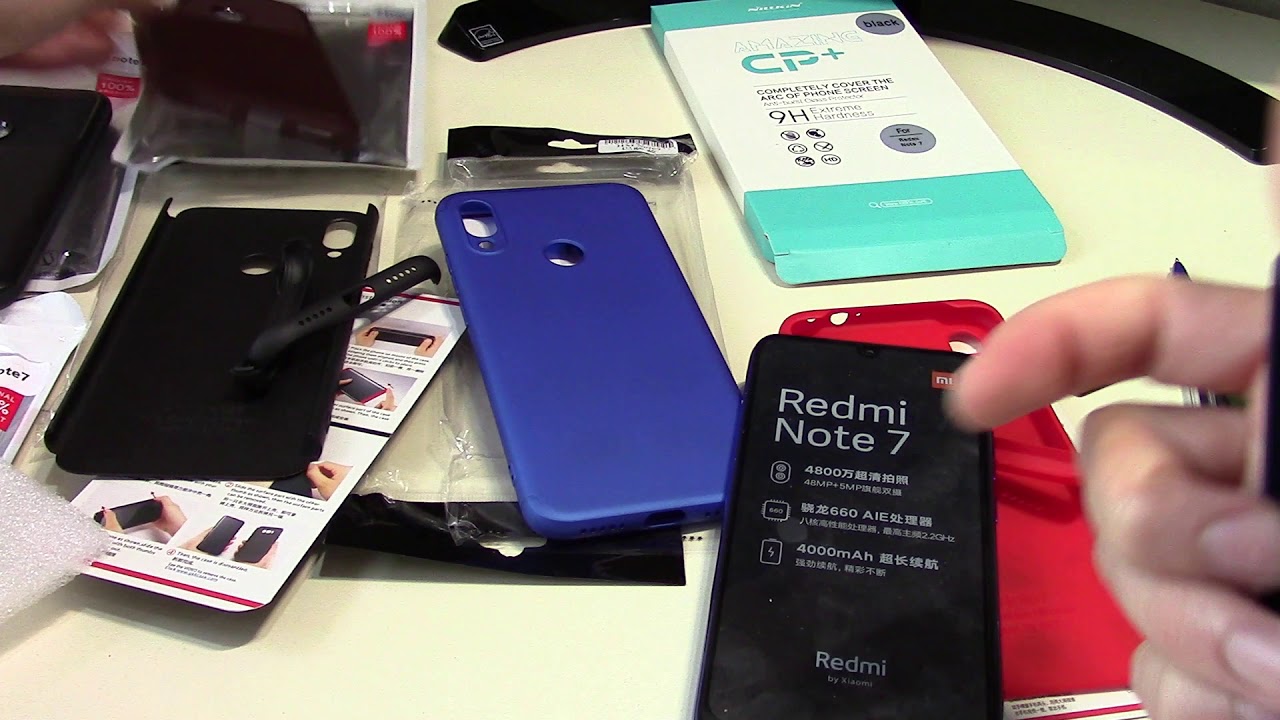 Бамперы GKK, Cocose Carbon, Hujia Armor и Flexible Camera glass для Xiaomi Redmi Note 7