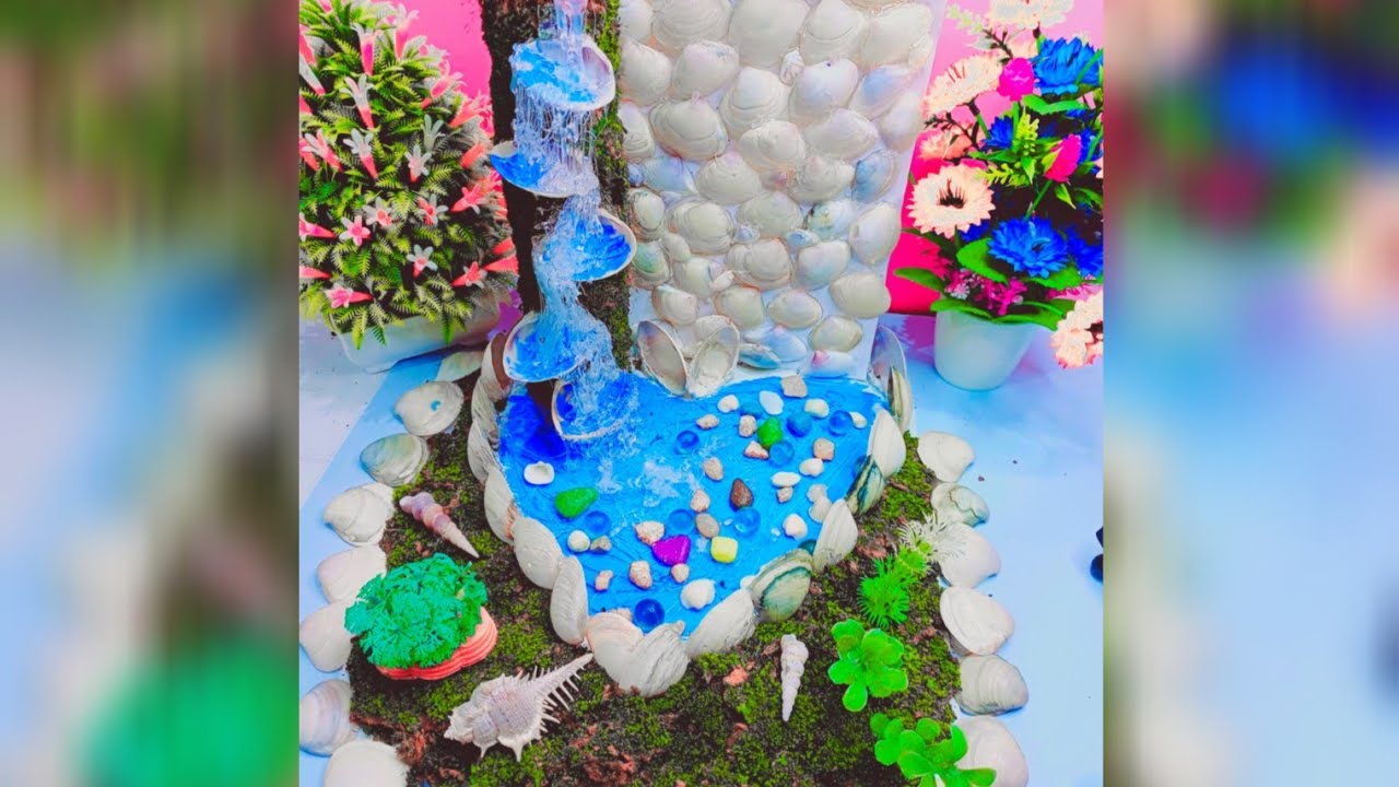 seashell waterfall ideas# glue waterfall#🌊🐚 - YouTube