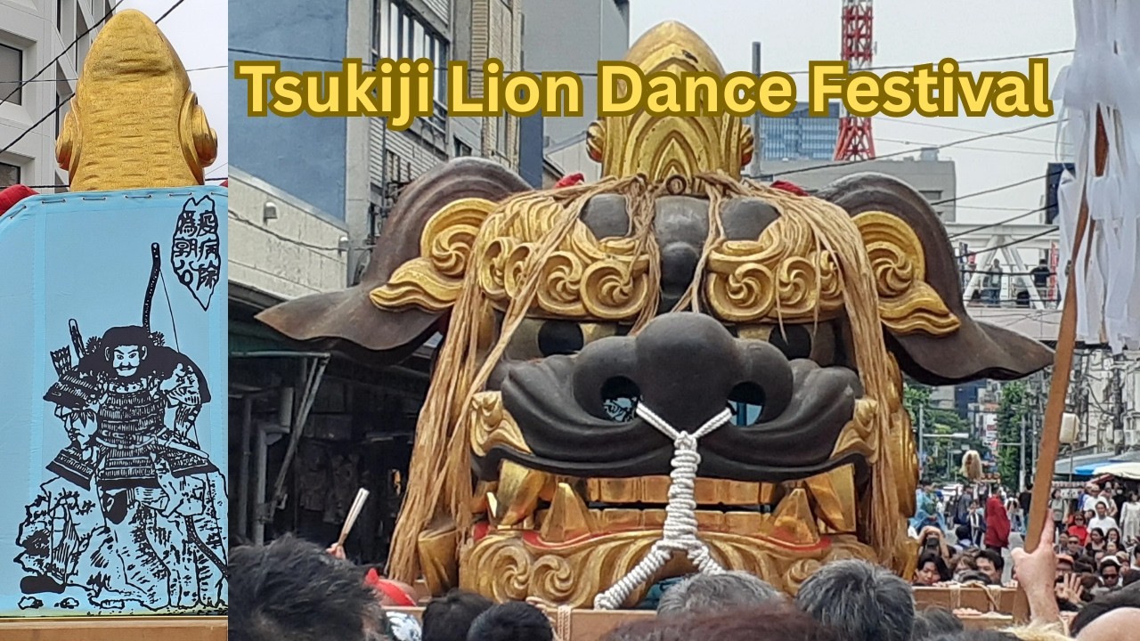 Tsukiji Lion Dance Festival with Giant Lion Dog Head - Shishi