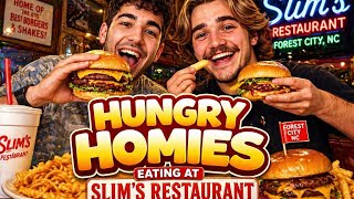 GRILLED CHEESE BURGER BUNS!? EATING AT SLIMS IN FORREST CITY, NC! 