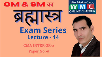 OM & SM Ka Brahmastra Exam Series | Lecture -14 | CMA Inter |  By Prof. Satyesh Kumar|