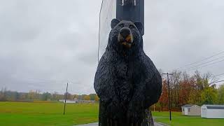 Big Black Bear Statue With a Big Golf Ball Outside of the Braemar Country Club on West Ridge Road in