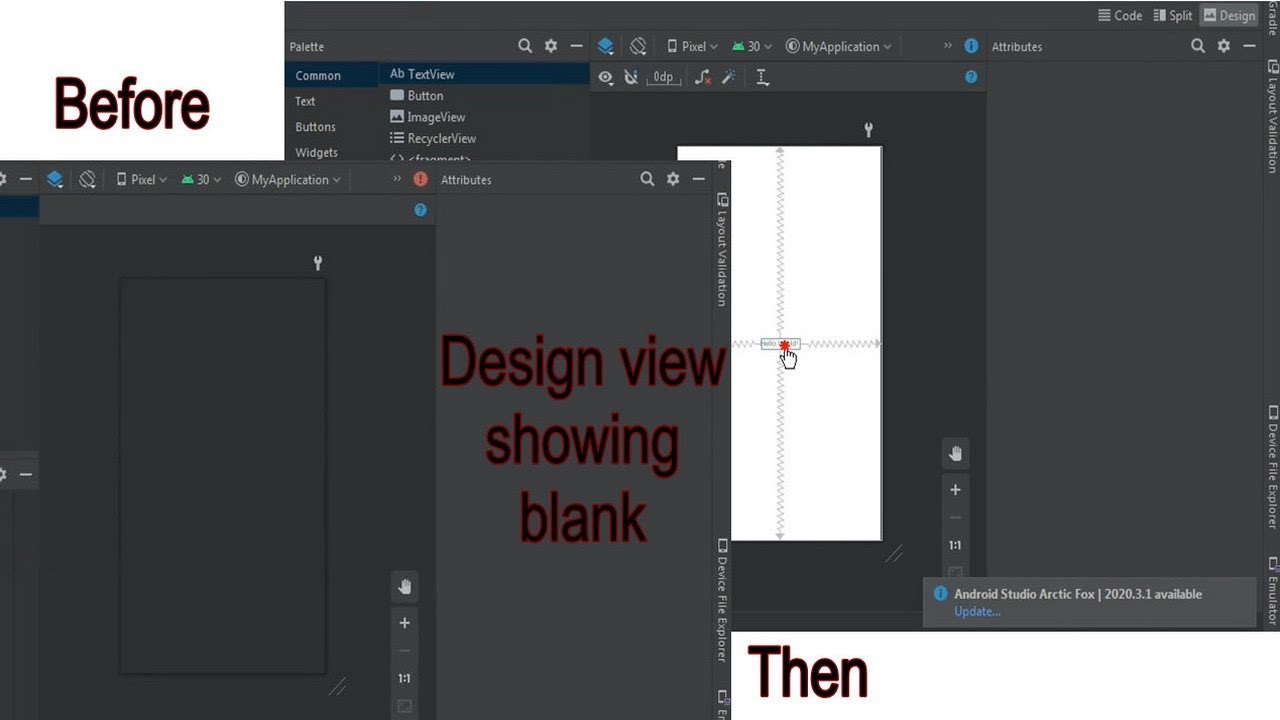 design view missing | Android studio preview screen showing blank - YouTube