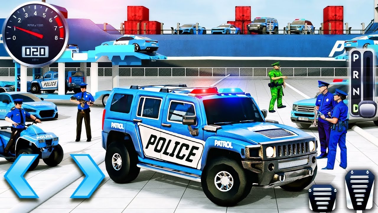 US Police Car Park Transporter Driving | Police Trailer Truck Driver Simulator | Android Gameplay