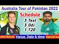 Australia Tour Of Pakistan 2022 Full Details and Final Schedule !! Pak vs Aus Schedule !! @ISTSportz