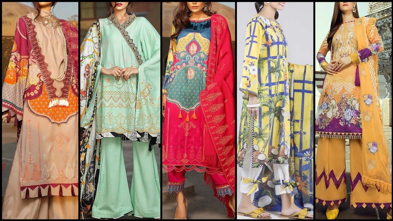 Stunning Lawn Suits With Creative Sleeves,Chaak,Daman,Neckline Designs