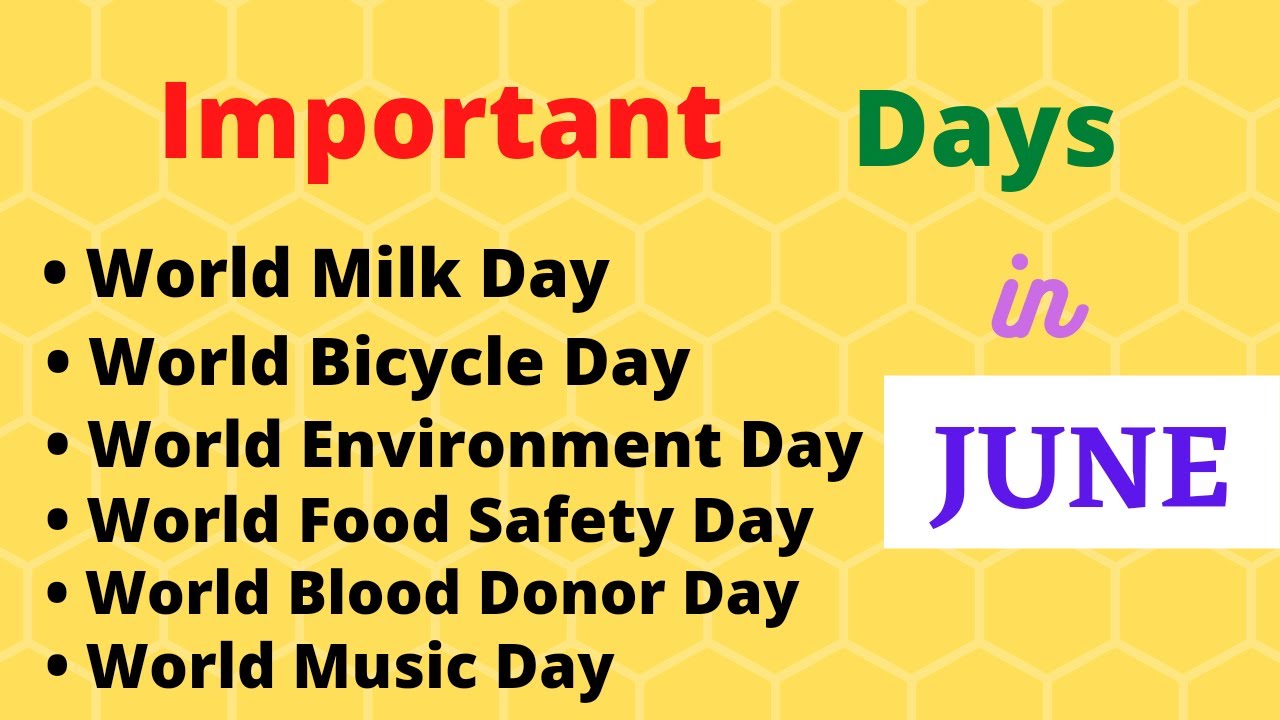 IMPORTANT DAYS IN JUNE/JUNE 2021/SK'S GK