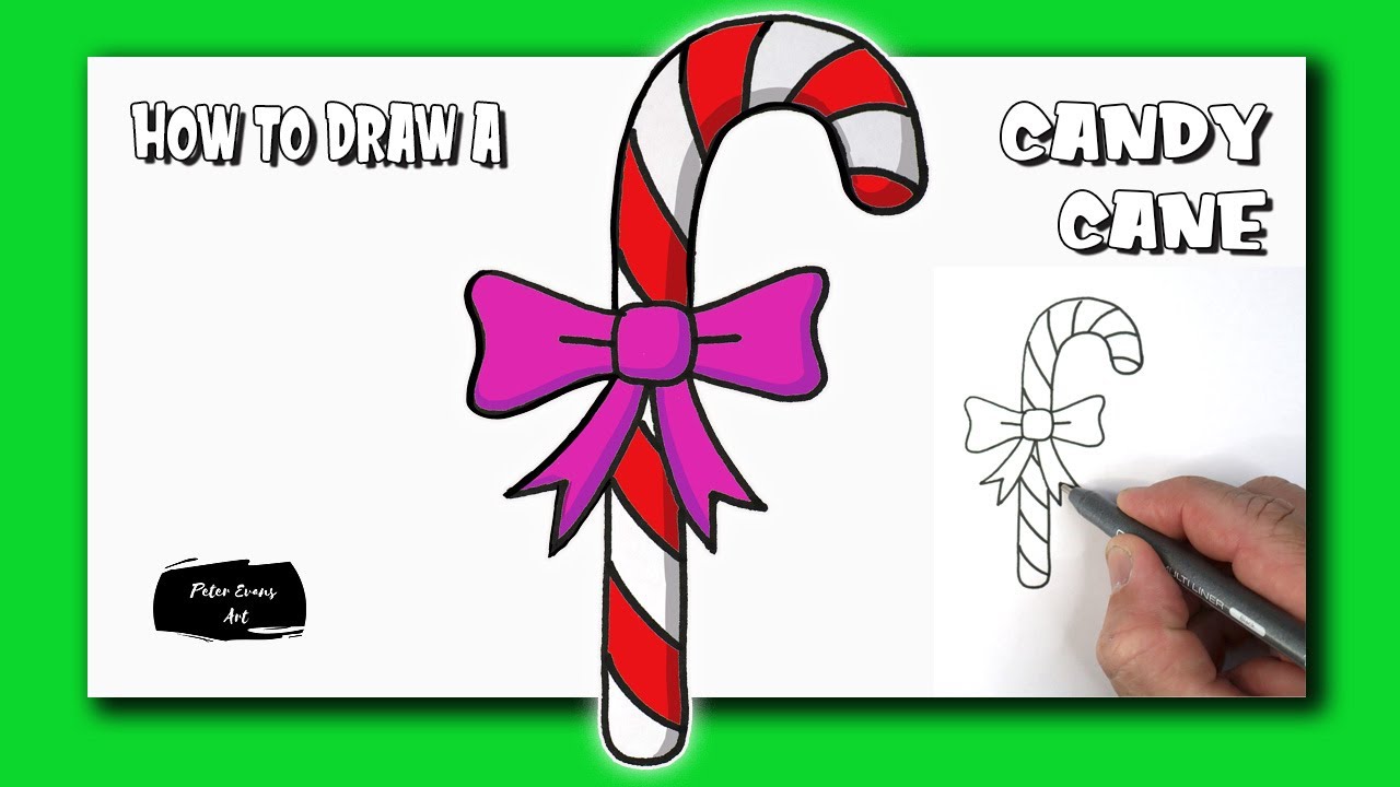How to Draw a Candy Cane with a Bow - YouTube