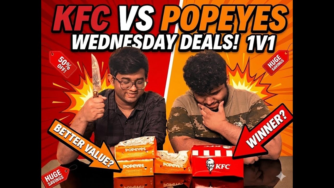 [1 VS 1] KFC Wednesday Deal V/S Popeyes Wednesday Deal!    കൂടുതൽ ചിക്കൻ ആർക്ക്? 🍗💥