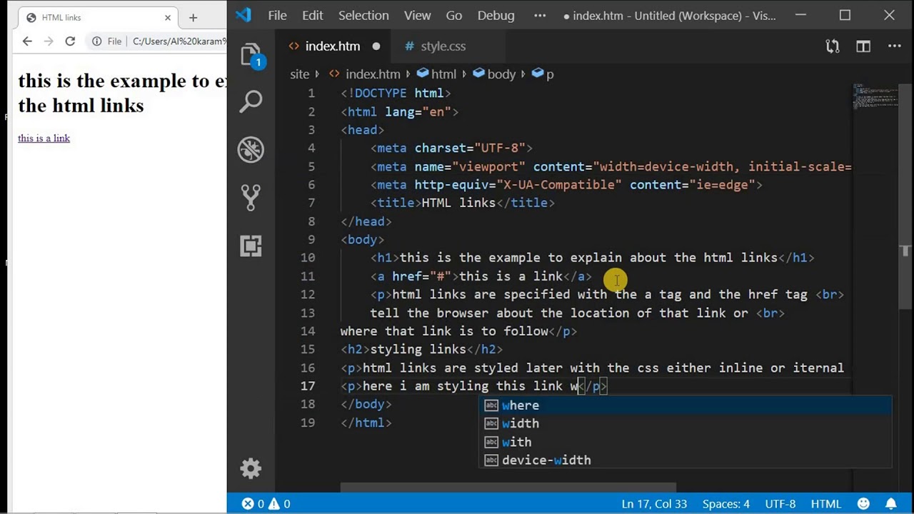 html links_styling links in CSS_basic html_basic css - YouTube