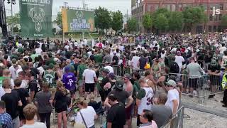 Views from the Bucks parade celebration near Fiserv Forum