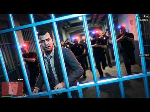 GTA 5 - Michael's Police Station Prison Escape + Six Star Escape