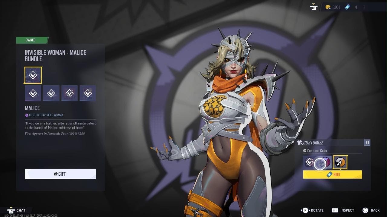 Marvel Rivals Invisible Woman Malice Skin Recolors