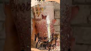 Pink glitter tumbler with butterfly, barely blush and passion pink glitter