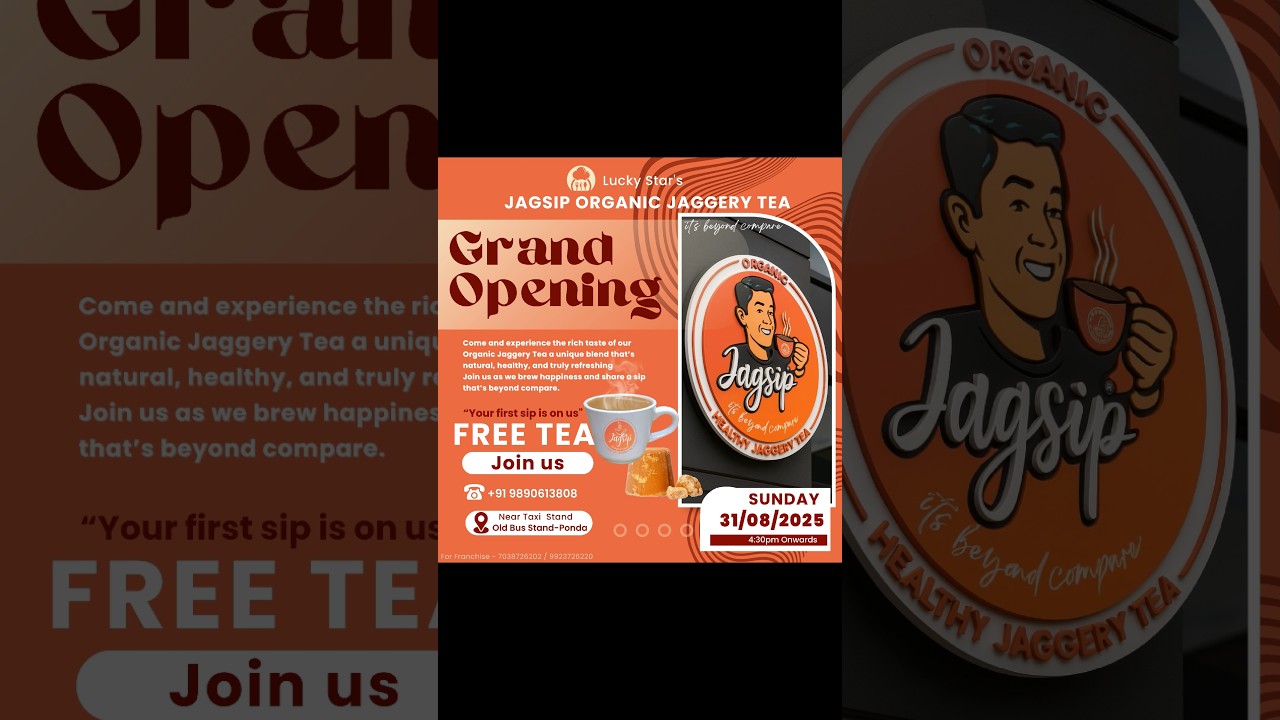 "Grand Opening in Ponda 🚀 Jagsip Organic Jaggery Tea | Free Tasting 