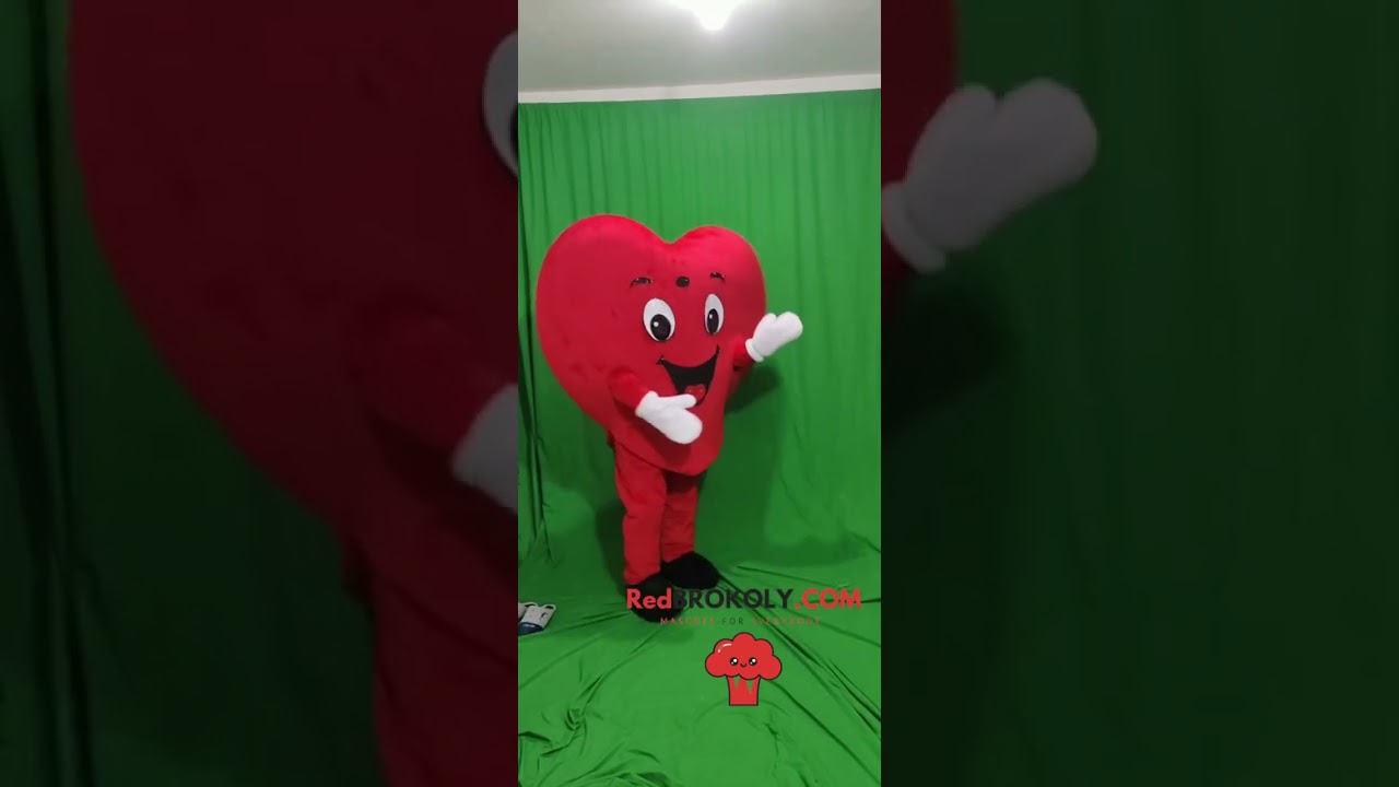 Red Love Heart Mascot Costume Heart Shaped Cosplay Halloween Fancy Dress