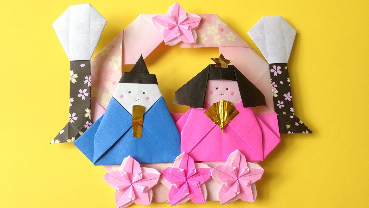 ひな祭り 折り紙 雛人形のリースの作り方 5 Origami Japanese Kimono Doll Wreath Tutorial Niceno1 Youtube