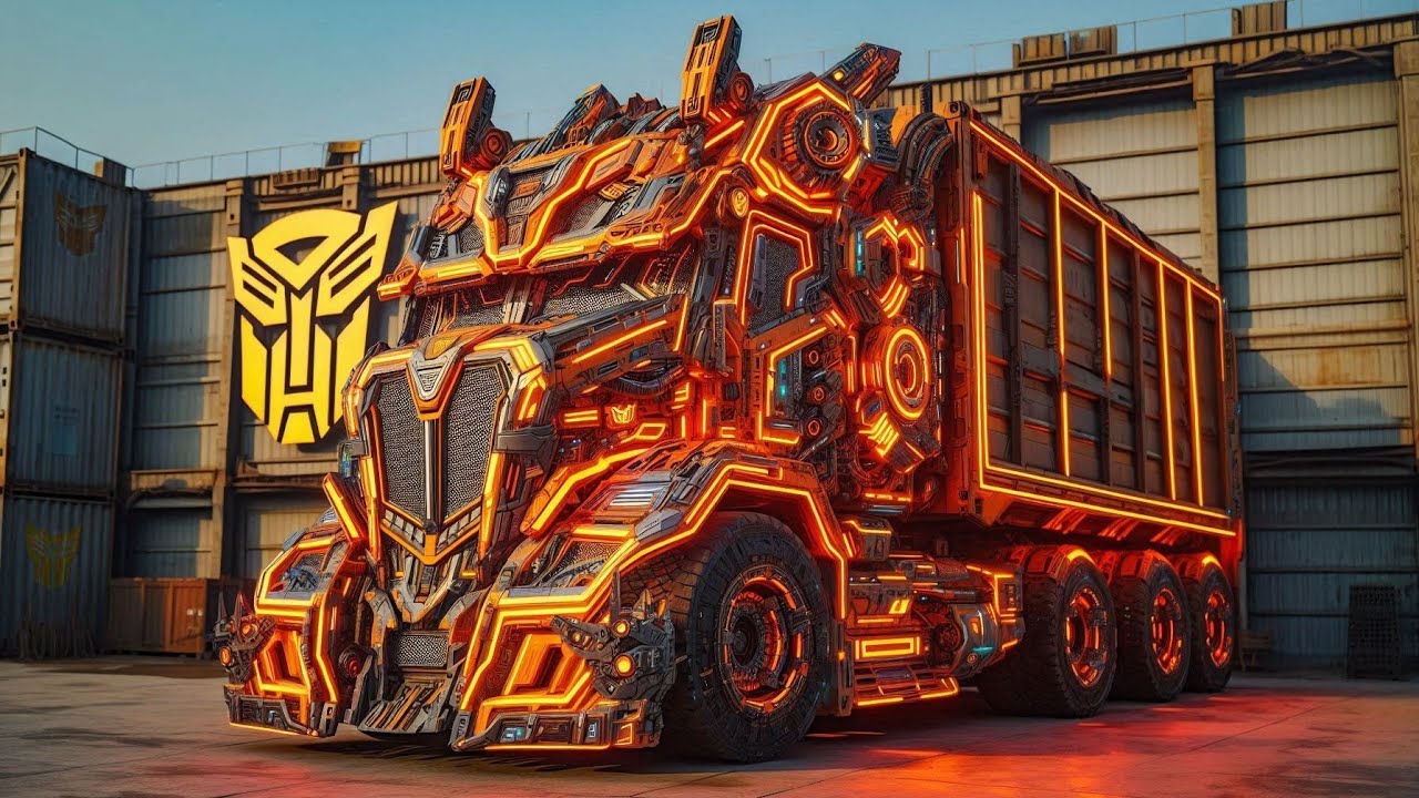 Truk Kontener Panjang Pada Berubah Bentuk Robot Transformers Vs Optimus Prime Vs Bumblebee