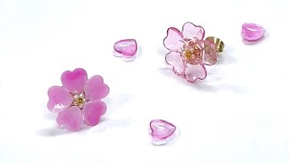 【UVレジン　100均】ダイソーモールドで桜ピアス作ってみました