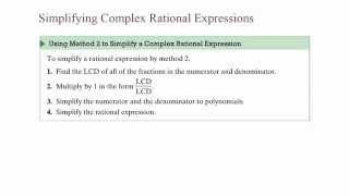Simplifying Complex Rational Expressions Chapter 8 Section 4