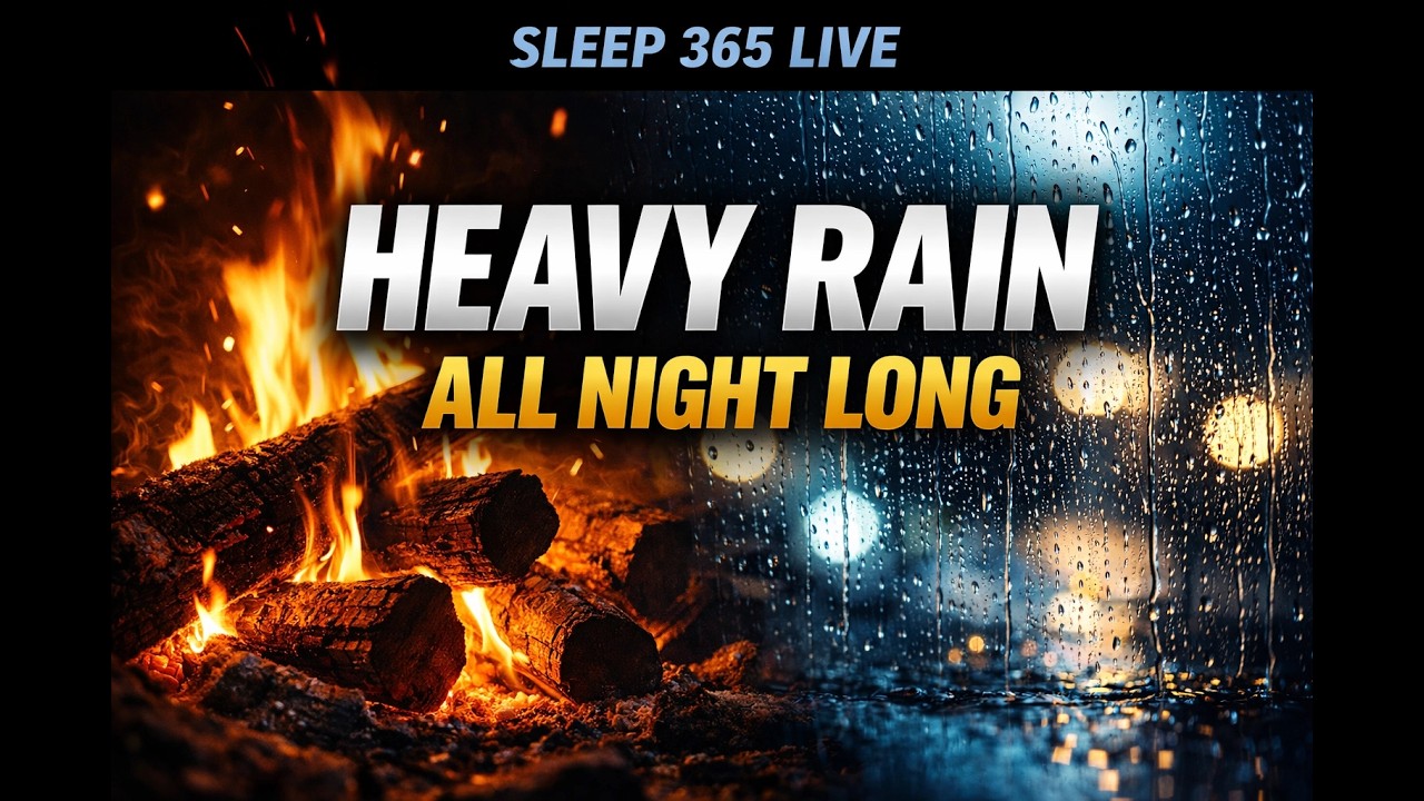 10 Hours Dark Screen Rain & Fireplace for Deep Sleep 🌧🔥 | Dark After 5 Minutes  | SLEEP 365 LIVE